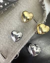 18K Gold -Rhodium Filled Plain Small Heart Shaped Wrap Huggie Earrings